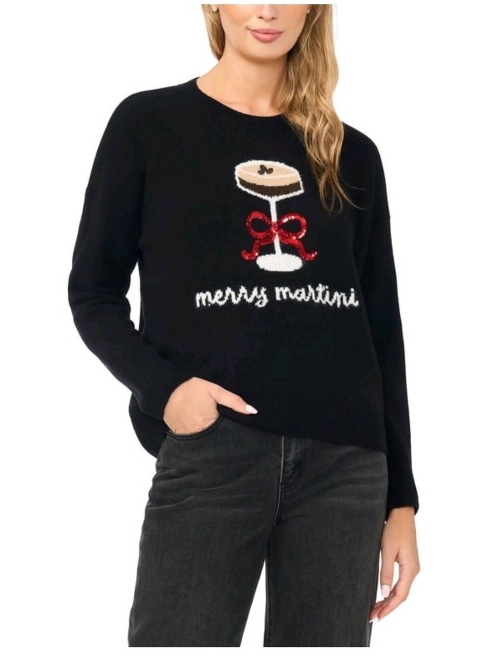 (6)vince Camuto Ladies Holiday's Crewneck Sweater